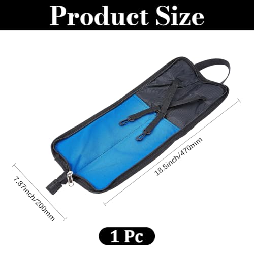 Image of GORGECRAFT Drum Stick Bag Portable Drumstick Zipper Bag with Handle 47cmx20cm Drum Stick Holder with Floor Tom Attachments Blue Carrying Handbag for Percussion Drumstick Mallets Brushes Storage