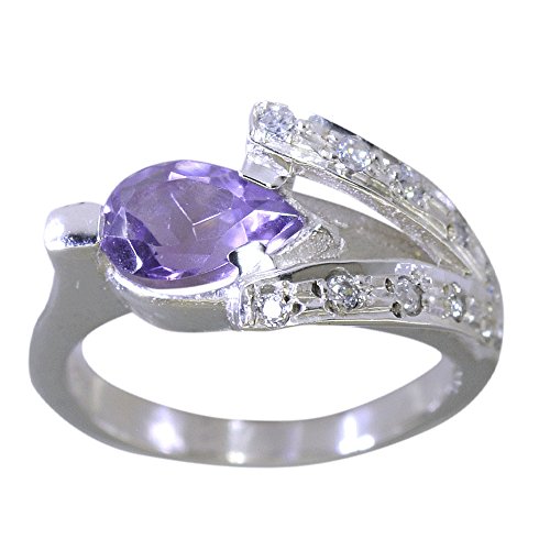 Bague améthyste pourpre en argent le cadeau idéal taille poire pour elle