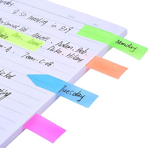 Image of Amazon Brand - Umi 375pc Clear Note Arrow Flags Fluorescent Self Sticky Notes and Page Markers for Office, College, School Use