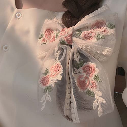 Sttiafay Large Lace Bow Hair Clip For Women Styling Sectioning Alligator Hair Barrettes Ribbon Hair Clasp Wedding Hair Accessories For Brides #TOP4