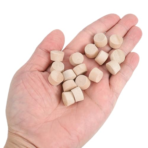 Image of uxcell 40Pcs Wood Button Plugs, 12mm /0.47 inch Flat Head Hardwood Screw Hole Plug Wooden Caps Buttons Wood Plug for Furniture Woodworking Craft Decor (13.5mm x 12mm)