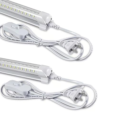 Image of Skymoatled 4FT LED Shop Light, 50W 7500LM 6000K /White Super Bright, T8 Integrated Tube Light Fixture, Plug and Play, Linkable for Room, Garage, Workbench, Under Cabinet (2 Pack)