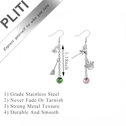 PLITI Musical Movie Inspired Gift Witch Fans Gift Green And Pink Witch Earrings For Musical Lover2