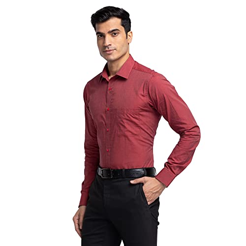 Image of Raymond Men's Pure Cotton Fil-A-Fil Pattern Slim Fit Semi Cutaway Collar Full Sleeve Formal Shirt