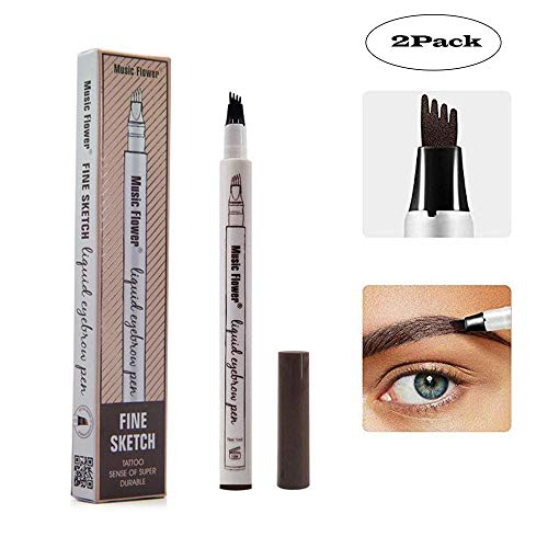 Yuxuan Eyebrow Tattoo Pen Microblading Eyebrow Pencil with a Micro-Fork Tip Applicator Creates Natural Looking Brows Effortlessly and Stays on All Day(2 pc/set,Chestnut)