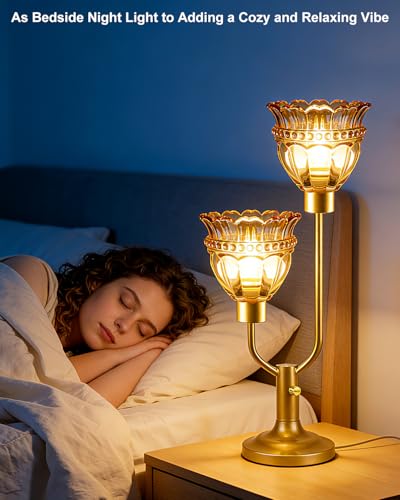 Image of Lightdot Mid Century Modern Table Lamp Dimmable Vintage Gold Lamp Gift