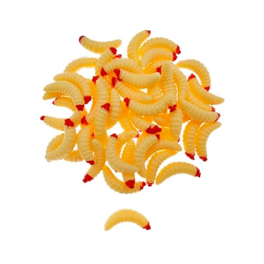 50pcs-1Inch Bass Fishing Worms Lures,Silicone Soft Maggot Baits Bread Worm Fishing Lure,5 Color (Beige)