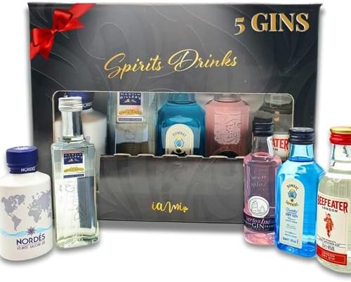 Kit Mini Ginebras | Caja Regalo con 5 Mini Botellas: Beefeater,No...