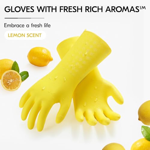Vgo... Heavy Duty Cleaning Gloves Lined Nylon, Household Gloves Reuseable in TPE Latex Free - Image 3