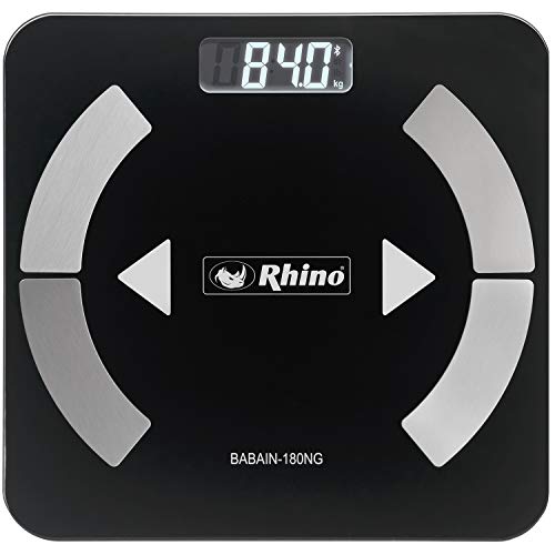 Rhino Smart Scale For Body Weight, High Precision, Bluetooth, Fitdays App, Ios And Android, Bathroom Wireless Machine For Fat, Muscle, Bmi, 14 Body Indicators, 400Lb (Black) #TOP5