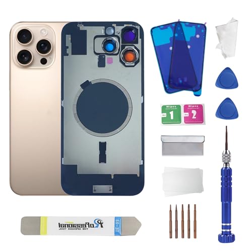 16 Pro max Back Glass Replacement with Metal Camera Frame &Magnet for iPhone 16 Pro max (6.9-inch) & Includes Replacement Tools