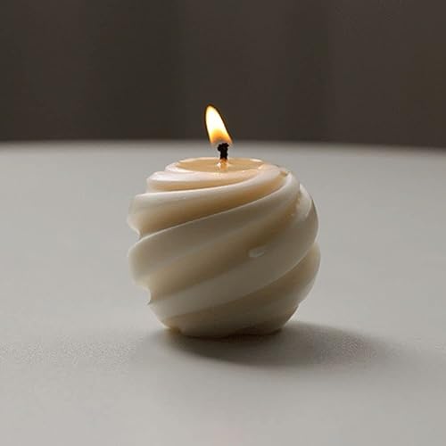 Miniatura 4 de XMOX Molde de vela de silicona con forma de bola en espiral, simplicidad, geometría moderna, cera de jabón, moldes de resina, velas de bricolaje,