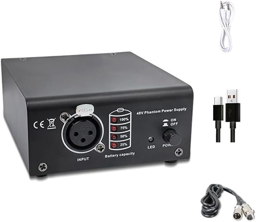 For Any Condenser Microphone 48V Phantom Power Supply Microphone Cable for Music Recording Equipment with 3.5mm Cable