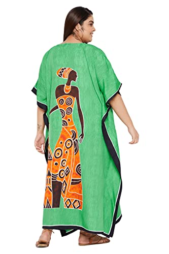 Image of Gypsie Blu Women Plus Size Kaftan Dress Beach Cover Up Maxi Dresses for Women, V-Neck Kimono Sleeve 1X-3X