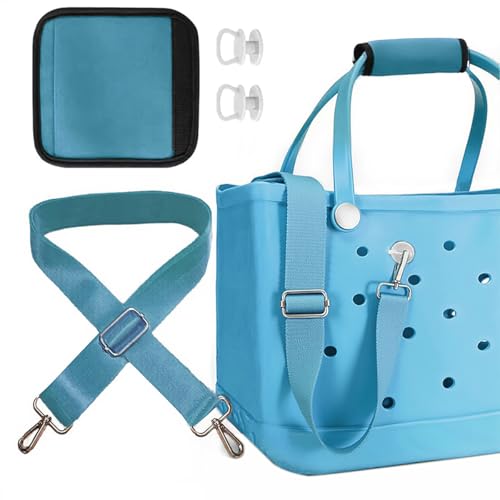 Image of Multi-Purpose Strap Set for Bogg Bag, Adjustable Crossbody Strap + Neoprene Handle Bag, Travel and Beach Essentials Non-Slip Compression Shoulder Strap Accessory(Light Blue)