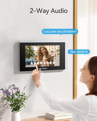 TMEZON WiFi IP Video Door Phone Intercom System for Home,7" IP Touchscreen with 1080P Doorbell,APP/Swipe Card Unlock,Recording and Playback,Motion Detection,4 Wire Technology,for 2 families