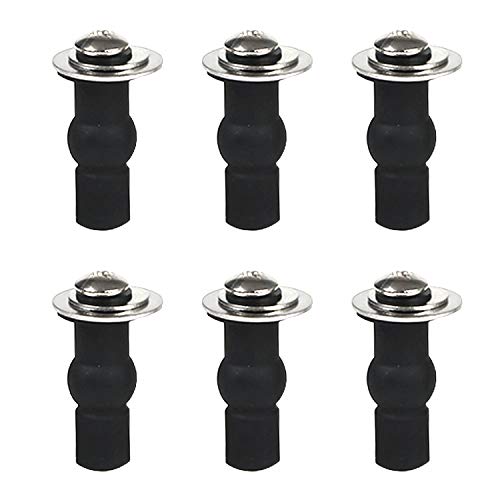 Hibbent 6 Pack Universal Toilet Seat Hinges Screw, Blind Hole fixings Expanding Rubber Top Fix Nuts Screws for Top Mounting Toilet Seat Hinges-3 Pairs (with One Expandable Ball)