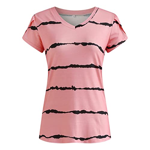 ORT Blusa túnica moderna com estampa de girassol casual manga curta gola redonda, rosa, XG