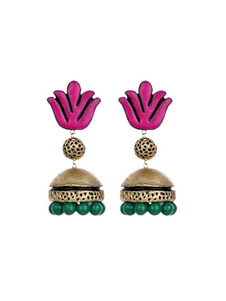 Blooming Bell Jhumka by Mridah - Handcrafted Terracotta Lotus Ear...