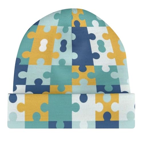 Autism Awareness Month Kids Beanie Hat for for Girls Boys Children Cap Winter Knitted Chemo Cancer Headwear Accessories Gifts Decoration Black4