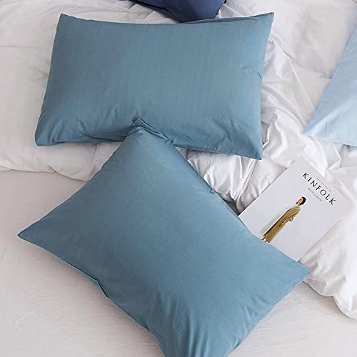 Image of Soft Pillow Covers 15 x 25 Inches - 100% Egyptian Cotton 400 Thread Count Set of 2 Pillow Cover Set Envelope Closure Hotel Quality Pillowcase - Grayish Blue