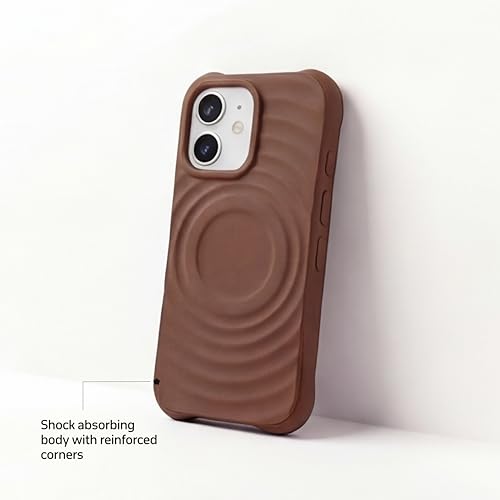 Image of amazon basics Shockproof Case for iPhone 11 | Ripple Pattern | Camera Protection | Protective Cover with Enhanced Grip & Wireless Charging Support - Brown