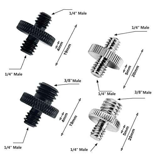 CKANDAY 16-Piece Camera Adapter Set: 1/4" to 3/8" Screw Converters, Black & Silver, Black, Silver, 1/4 inch, 3/8 inch - Image 3