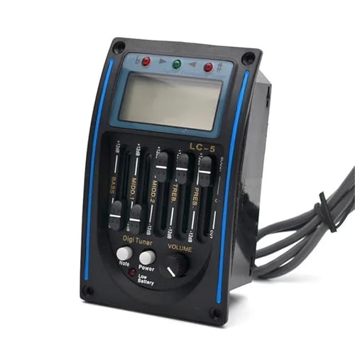 サウンドホールピックアップ 10個 LC 5 5バンド アコースティックギターピックアップ EQ プリアンプ LCDチューナー ピエゾピックアップイコライザー(LC 5 Blue)