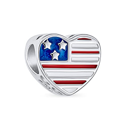 Abalorio americano patriótico para pulsera europea de mujer plata .925 3