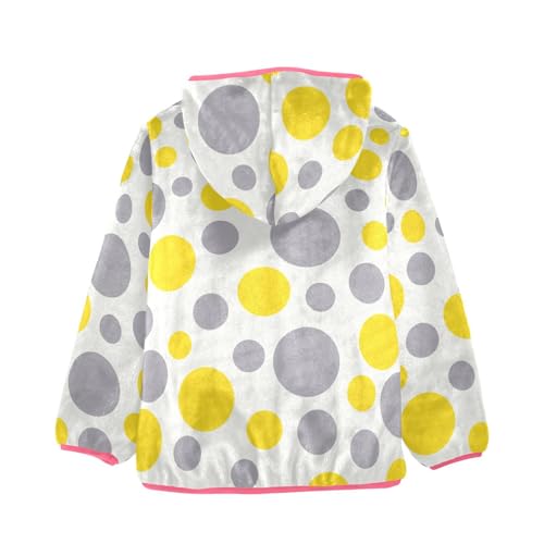 OTVEE Abstract Yellow Gray Circles Kids Hoodie Jacket Fall Spring Full Zip Warm Outwear Coat2