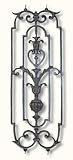 Balustre en fonte double face avec un insert en acier de 780mm de haut par 280mm de large.