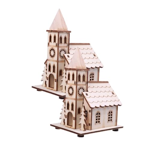Adornos de iglesia navideña en madera para regalar y decorar escenas festivas 2