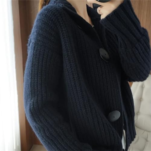 Women Cardigan High-End Warm Long Sleeve Big Buttons Knit Sweater Women Short Coat3