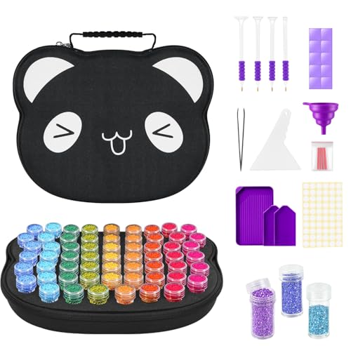 Image of ZORETCO Diamond Painting Storage Containers,60 Slots Diamond Painting Kits,5D Diamond Painting Accessories and Tools for Art Jewelry Bead Rhinestones Organizer
