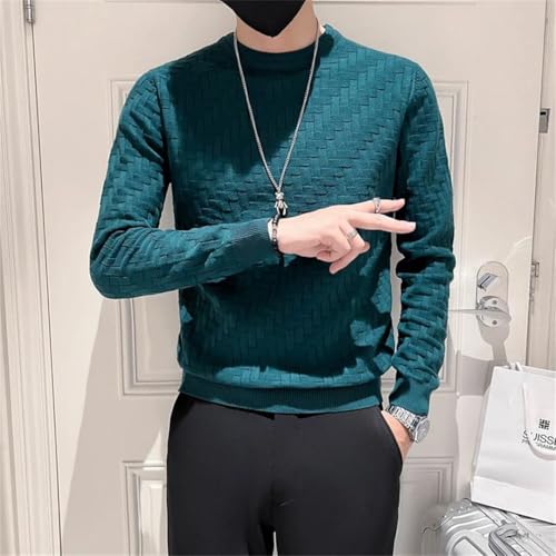 Men's Long Sleeve Round Neck Knitted Pullovers Plaid Warm Knitwear Tops Sweater2