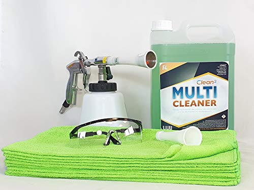 Clean2 Blow Gun Set de pistola de limpieza, limpiador multilimpiador, gafas de seguridad y 10 paños de microfibra verde 40 x 40 cm