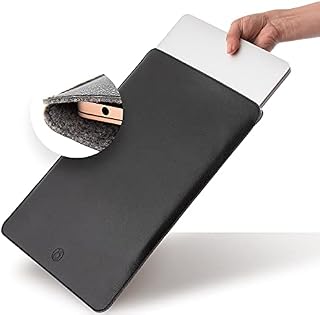 PU Leather Laptop Sleeve 13 Inch, Natural Wool Padded Laptop Sleeves, Compatible for MacBook Pro 13 Inch Sleeve & MacBook Air Sleeve, HP Laptop Cover, 13 Inch Laptop Sleeve, iPad Pro Case - Black