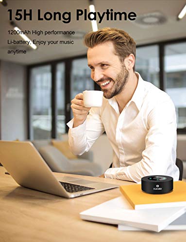 XLEADER SoundAngel (2 Gen) 5W Louder Bluetooth Speaker with Waterproof Case, 15h Music, Smart Touch Design, Perfect Portable Wireless Bluetooth Speaker for iPhone Tablet Laptop PC Shower, Black