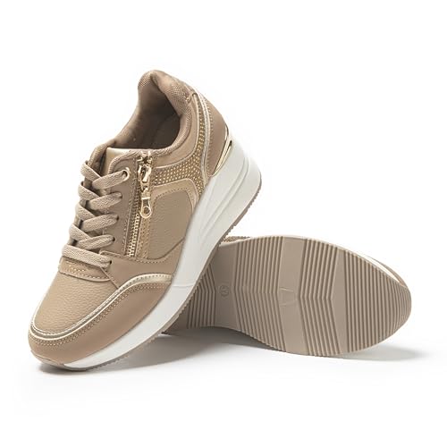 JOMIX Scarpe da Ginnastica Donna con Zeppa Sneakers Eleganti con