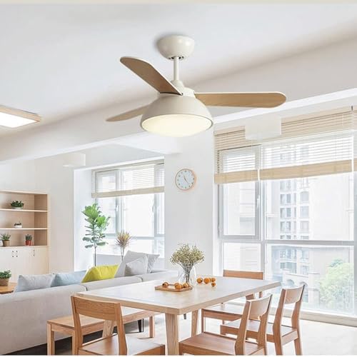 Ventilador de techo de madera para dormitorio moderno con luz regulable 4
