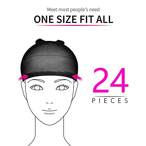 Stocking Wig Caps, DEPHNARSA 24pcs Stretchy Nylon Wig Caps Stocking Caps For Wigs Wig Caps For Women Man (Black) - Image 2