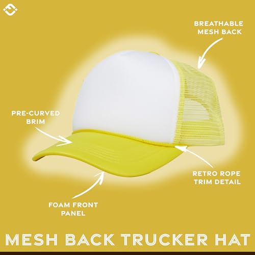 Image of Funky Junque Foam Trucker Hat, Trucker Hats for Women & Men - Blank Adjustable Snapback Mesh Back Baseball Cap