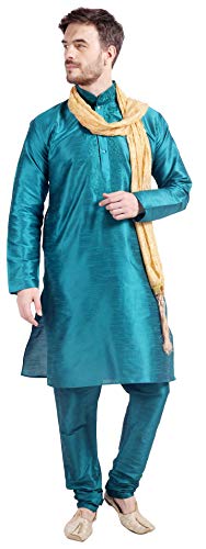 Maple Clothing Men's Art Silk Indian Kurta Set Wedding Wear Clothing