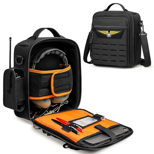 Damero Pilot Headset Bag Aviation Headset Case Pilot Bag with Top handle and Detachable Shoulder Strap for Aviation Headset Kneeboard iPad and More Patent Design (No Accessories Included)