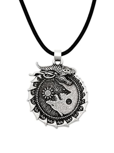 Hanary Viking Necklace, Skoll Hati Wolf Pendant, Viking Jewelry Gift for Men and Women