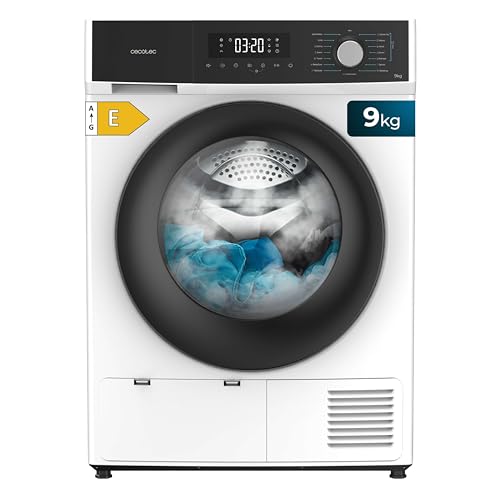 Cecotec Secadora de Ropa 9Kg Bomba de Calor Bolero Dresscode Dry 9330. Clase Equivalente A++, 15 Programas y Funciones como Secado Automático, Planchado Fácil, Stop&Go, Delay Start y KidLock, Blanco