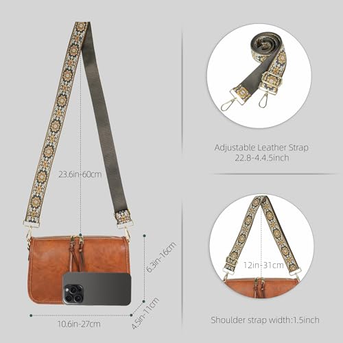 Image of Crossbody Bag for Women, Bohemian Vintage Purse with Wide Strap | Stylish Vegan Leather Design, Adjustable Shoulder Strap, Versatile for Daily Travel and Weekend, Ideal Gift Choice