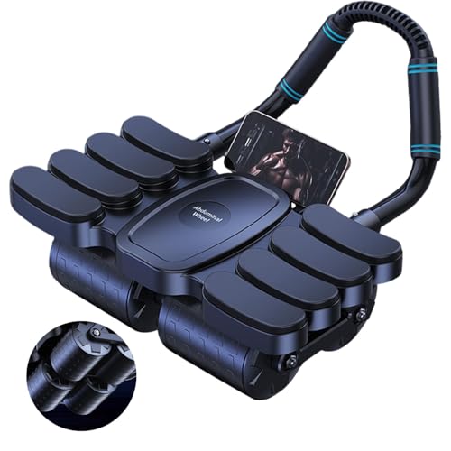 Image of Automatic Rebound Abdominal Roller, 4-Wheel Ab Trainer with Elbow Support, 2-in-1 Core Trainer