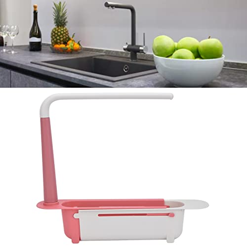 Organizador extensible telescópico para fregadero de cocina, con barra para toallas, porta esponjas, ventilación y drenaje, fácil instalación (Rojo) miniatura 3