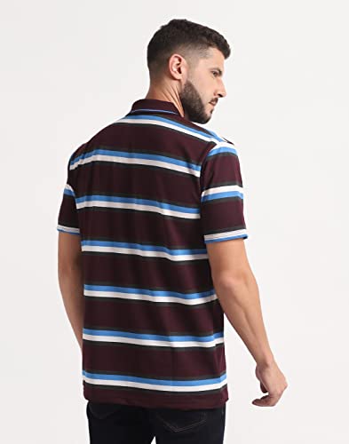 Image of INKKR Striped Men Polo Neck Half Sleeve T-Shirt